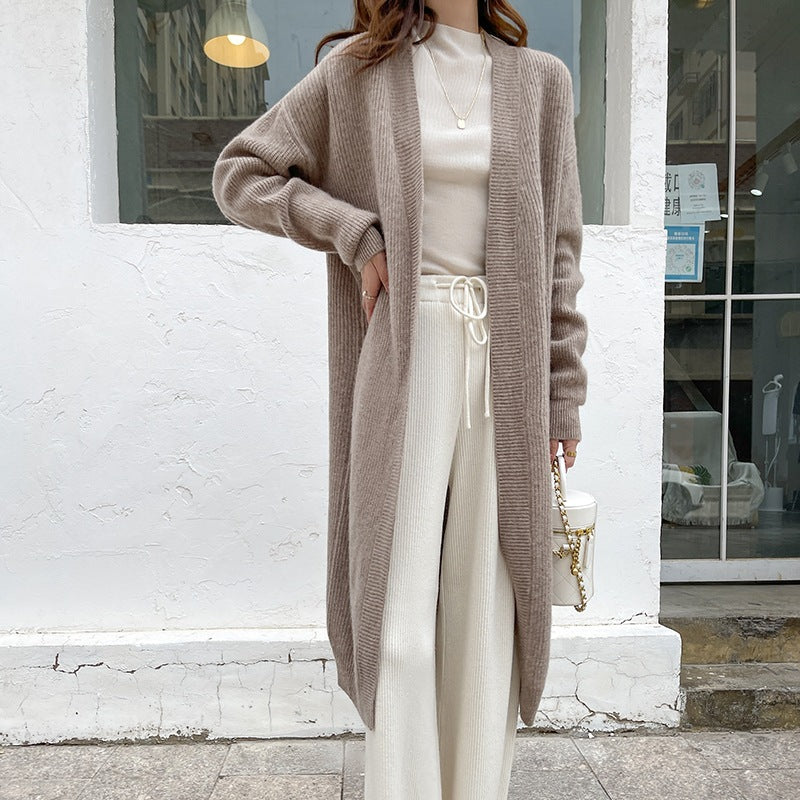 Damen Großer Strickcardigan mit offenem Design und voluminösen Ärmel Drune