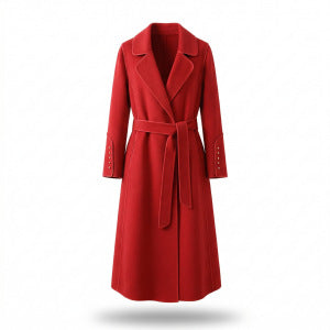 Damen Eleganter Wickelmantel mit Gürtel und hochwertigen Details Drune