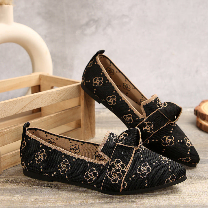 Damen Ballerinas mit modischem Streifendesign und charmantem Schleifenakzent Drune