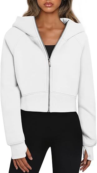 Damen cropped Kapuzenjacke mit Reißverschluss Drune