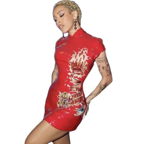 Damen Glitzerndes Minikleid mit floralem Design und schimmernden Applikationen Drune