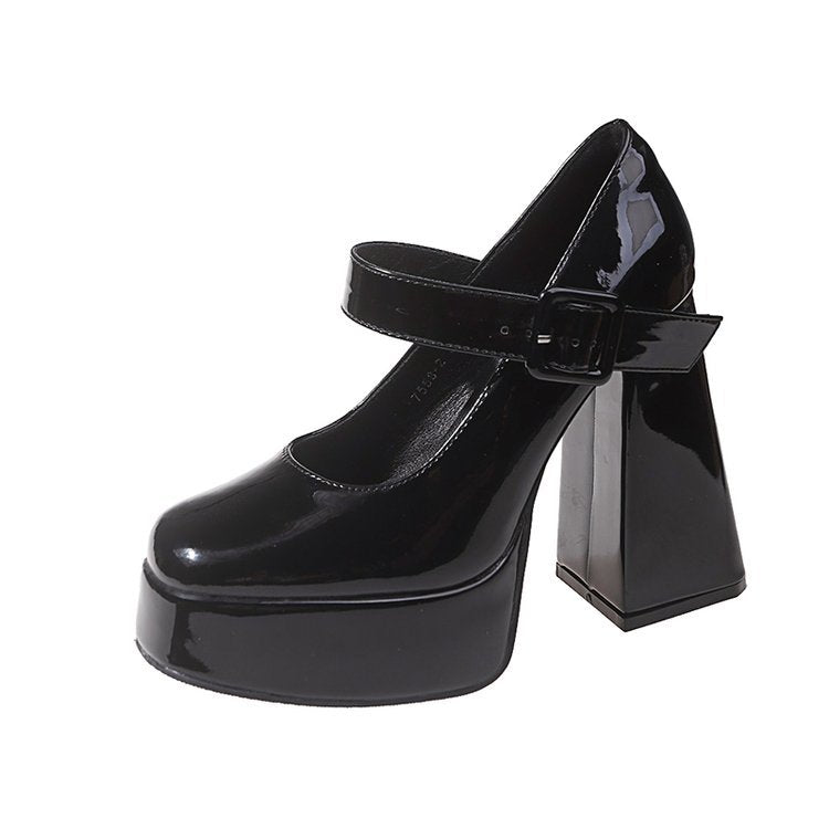 Damen Mary Jane Pumps mit blockiertem Absatz und verstellbarem Riemen Drune