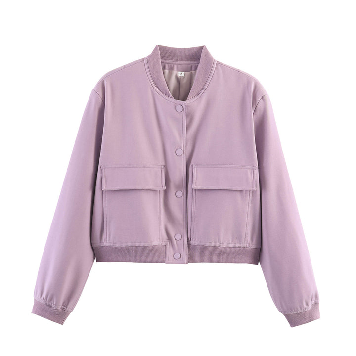 Damen Cropped-Boxy-Übergangsjacke mit großen Pattentaschen und Rippbündchen Drune