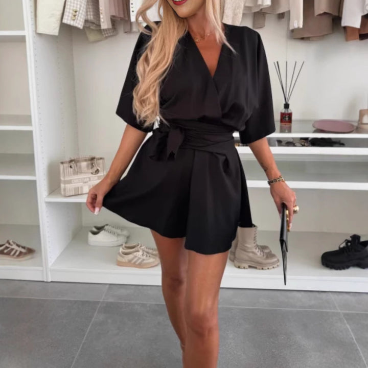 Damen Wickelkleid mit luftigen Ärmeln und eleganter Taillierung Drune