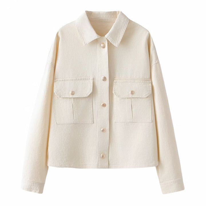 Damen Oversize-Utility-Jacke aus Twill mit aufgesetzten Brusttaschen Drune