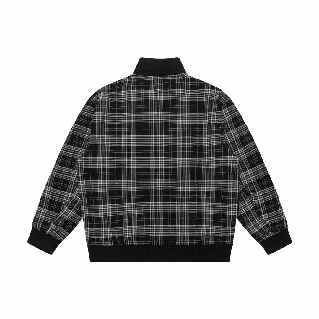 Damen Sweatjacke mit Stehkragen und kariertem Schulterstreifen Drune