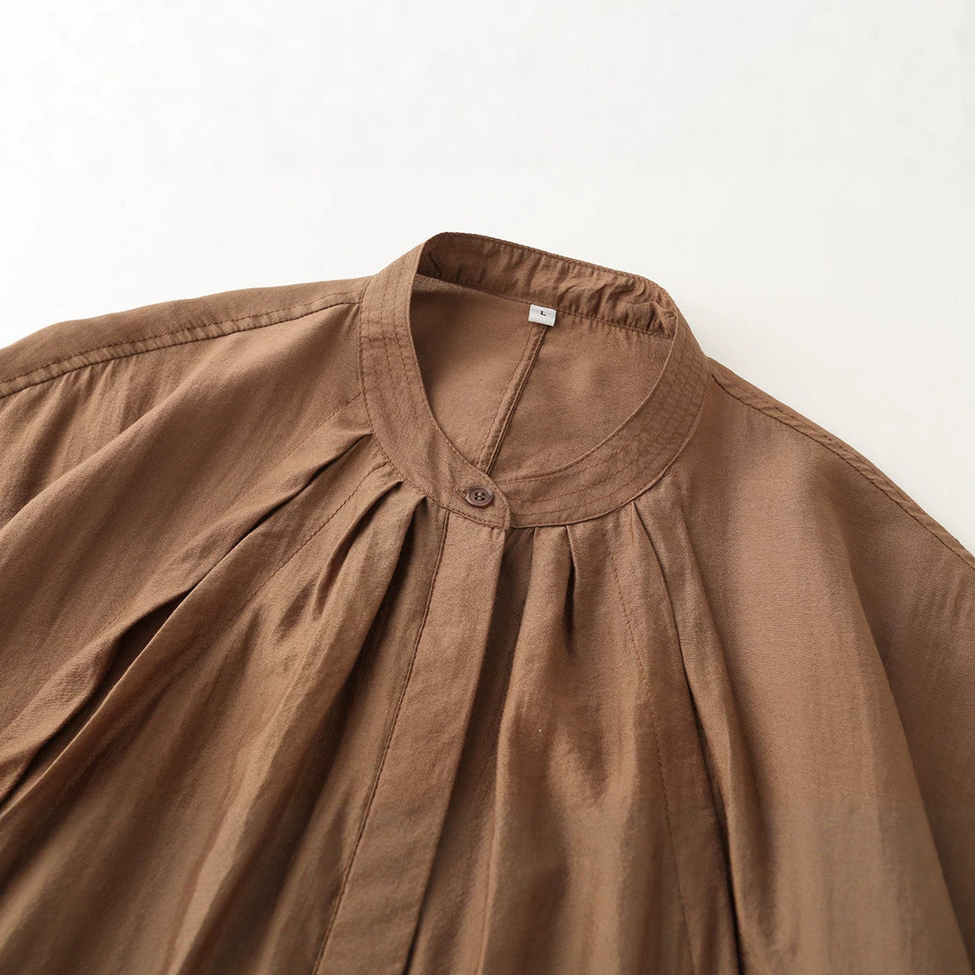 Damen Leichter Cropped-Blouson mit Faltenpasse, Stehkragen und Elastikbund Drune