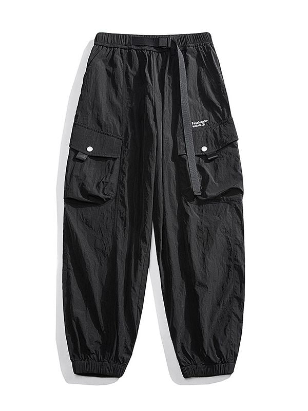 Unisex Lockere Nylon-Cargohose mit elastischem Bund und Knöchelbündchen Drune