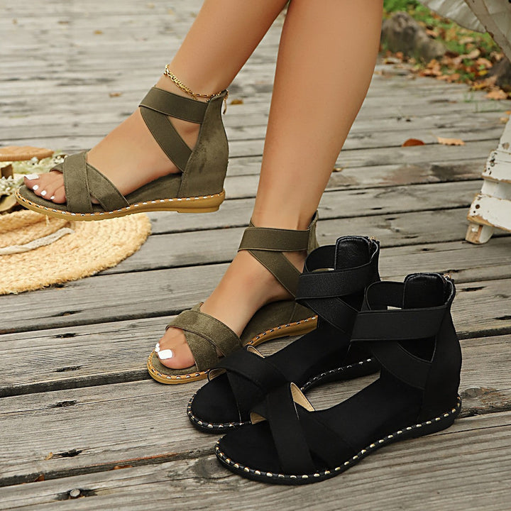Damen Sandalen mit geflochtenen Riemen und elastischem Fersenbereich Drune