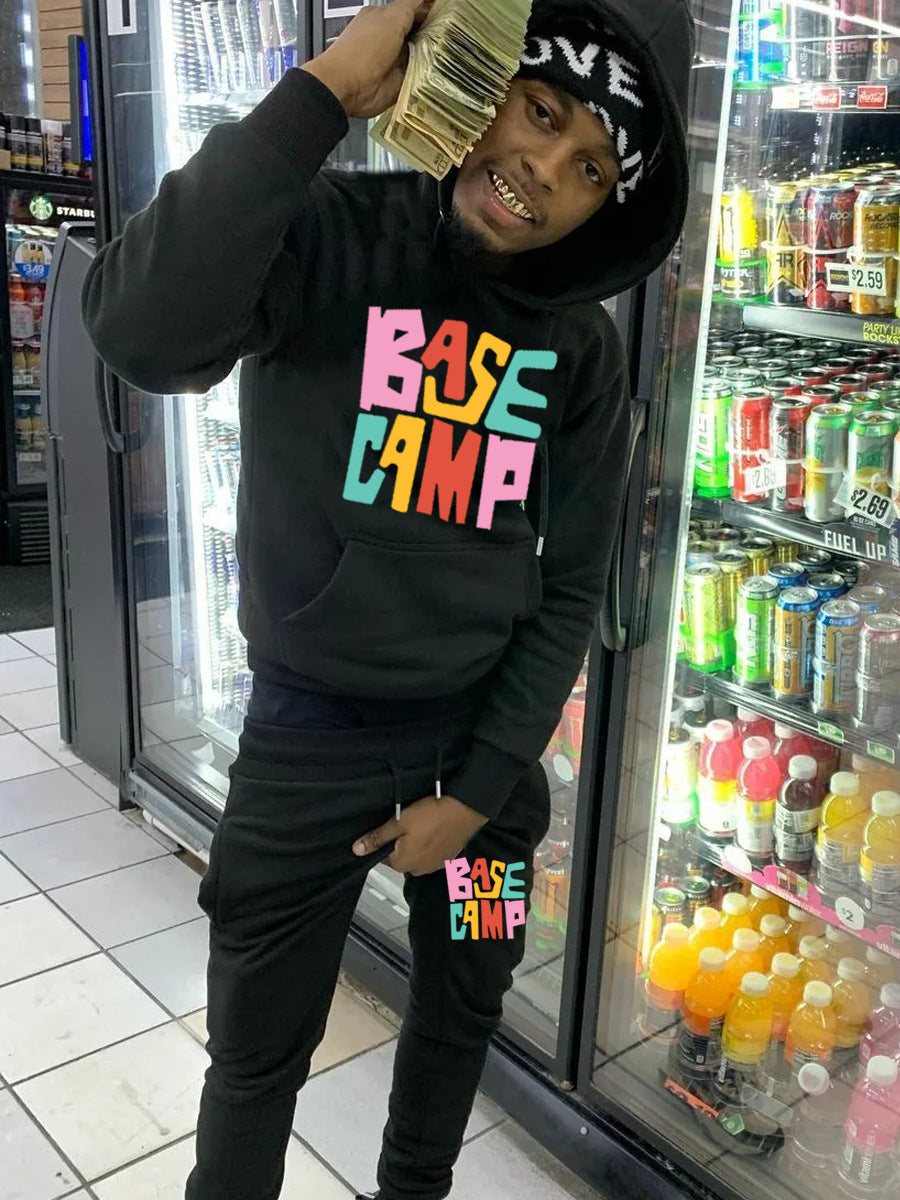 Damen lässiges Hoodie- und Jogginghosen-Set mit buntem Aufdruck Drune