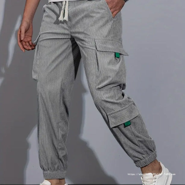 Herren Utility-Cargohose im Joggerstil aus strukturierter Baumwollmischung mit elastischem Bund & Mehrfachtaschen Drune