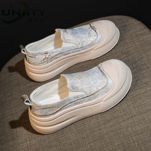 Damen Slip-On Sneakers mit elastischem Obermaterial und dämpfender Sohle Drune