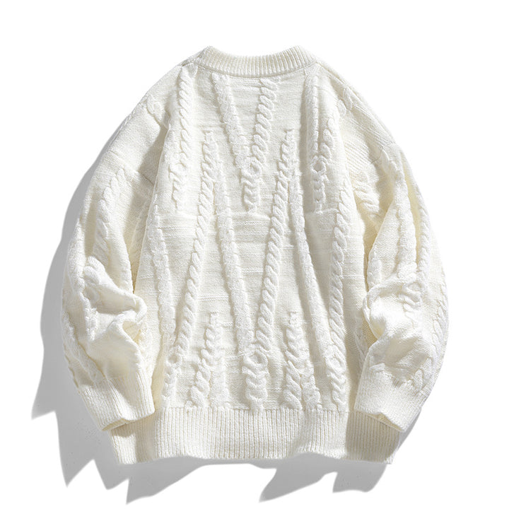Damen Eleganter Strickpullover mit klassischen Zopfmuster Drune
