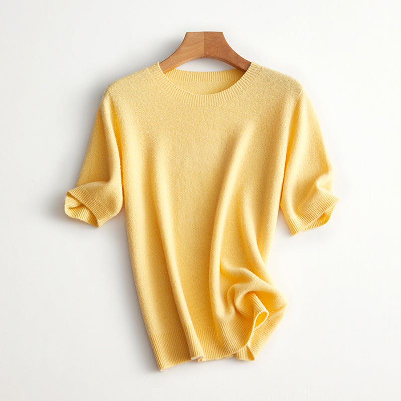 Damen Kurzarm Cashmere-Mix Pullover Drune