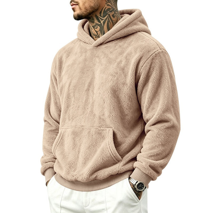 Herren Kuscheliger Fleece-Hoodie mit Kängurutasche und geripptem Saum Drune