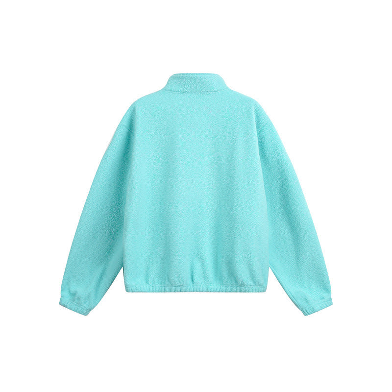 Unisex Oversize Fleece-Halbzip mit Stehkragen und Reißverschlusstaschen Drune