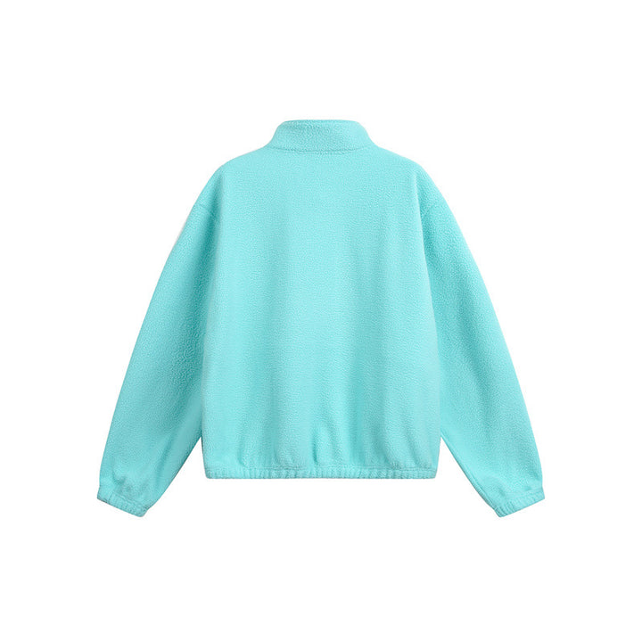 Unisex Oversize Fleece-Halbzip mit Stehkragen und Reißverschlusstaschen Drune