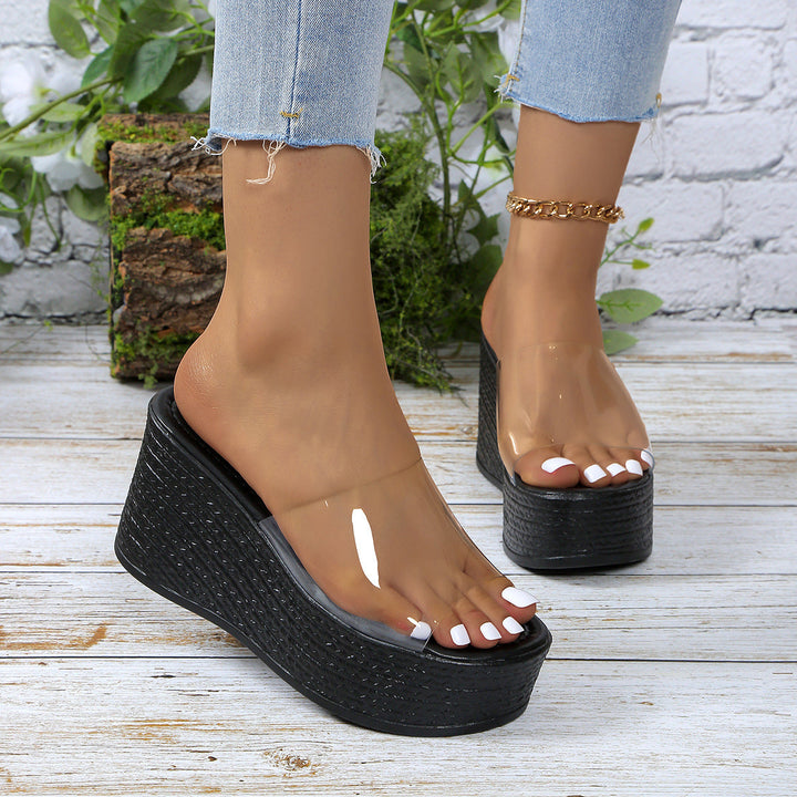 Damen Plateau-Sandalen mit transparentem Obermaterial und rutschfester Sohle Drune