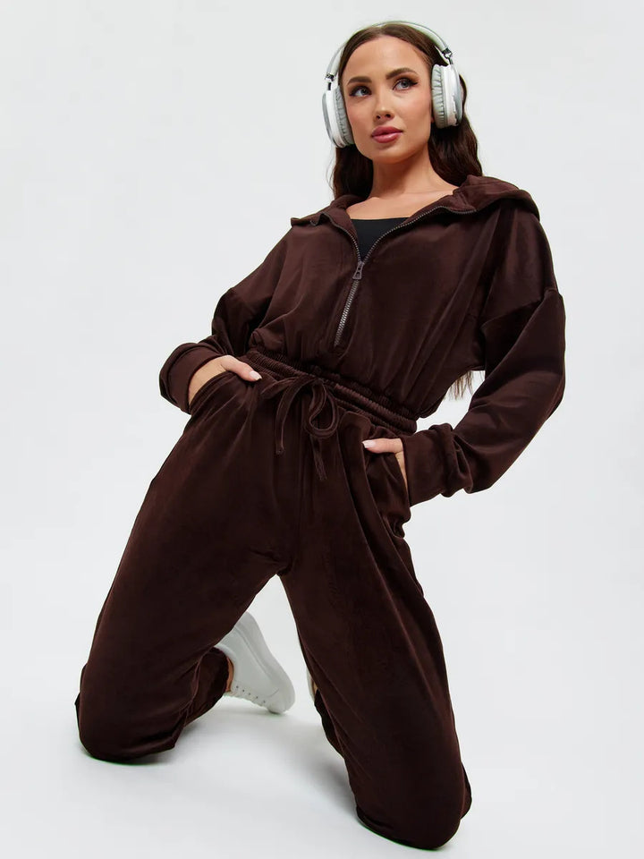 Damen stylischer Kapuzen-Jumpsuit Drune