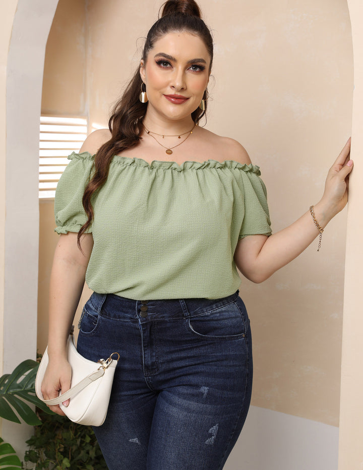 Damen Off-Shoulder Oberteil mit Volant Drune