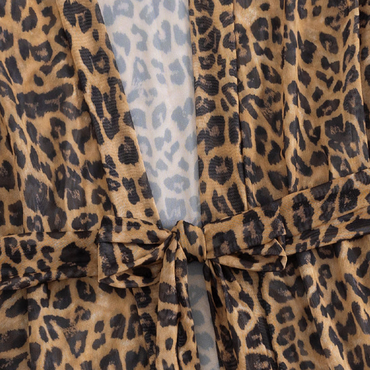 Damen luftiger Strandüberwurf mit trendy Leopardenprint Drune