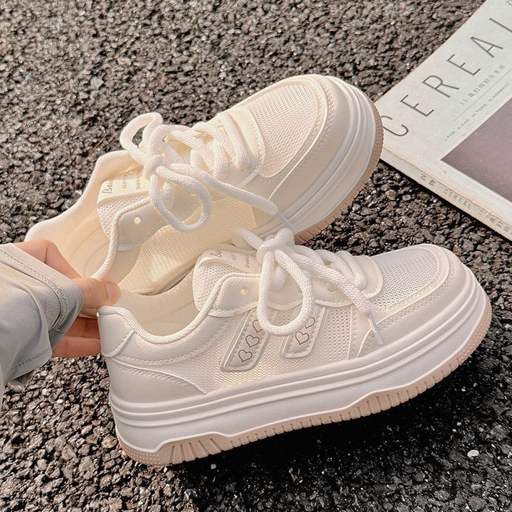 Damen Plateau‑Sneaker mit dicker Wedgesohle und Herz‑Applikation Drune