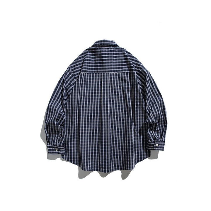 Herren Oversize Karo-Hemd im Boxy-Relaxed-Schnitt mit Brusttasche und abgerundetem Saum Drune