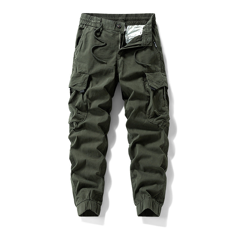 Herren Strapazierfähige Twill-Cargohose im Joggercut mit Tunnelzugbund, aufgesetzten Klapptaschen und gerippten Bündchen Drune