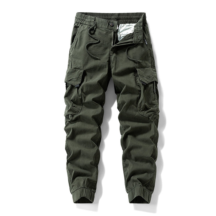 Herren Strapazierfähige Twill-Cargohose im Joggercut mit Tunnelzugbund, aufgesetzten Klapptaschen und gerippten Bündchen Drune