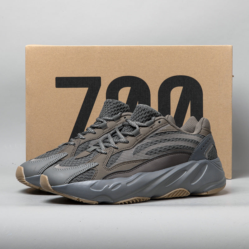 Herren Chunky-Dad-Sneaker im Retro-Running-Design mit profiliertem Wellen-Sohlenaufbau und atmungsaktivem Mesh-Suede-Obermaterial Drune