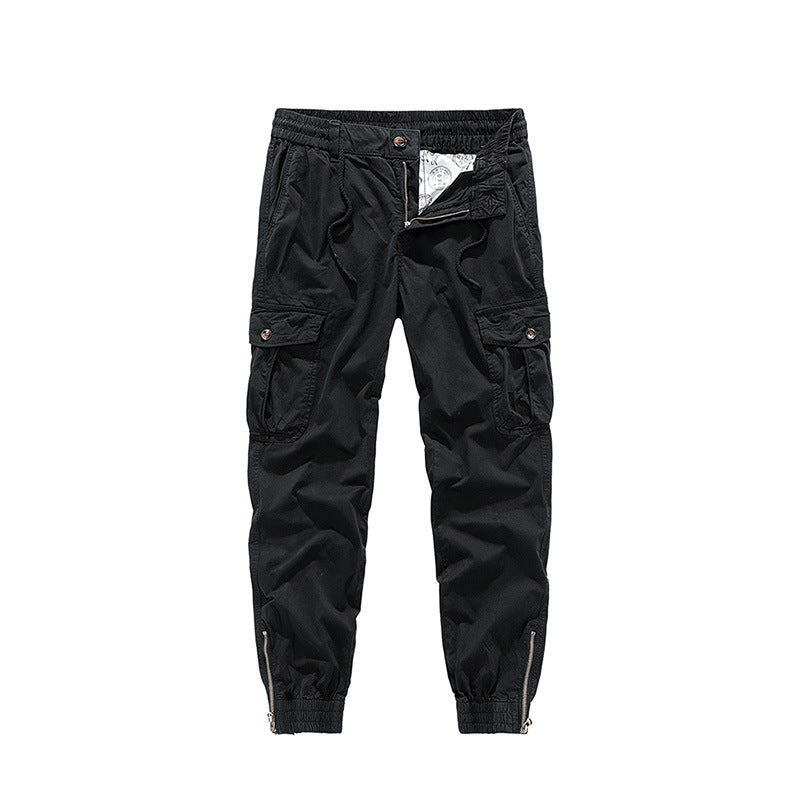 Herren Tapered-Cargo-Jogger aus Baumwoll-Twill mit elastischem Tunnelzugbund, Klapp-Utility‑Taschen und Knöchelreißverschlüssen Drune