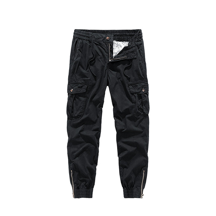 Herren Tapered-Cargo-Jogger aus Baumwoll-Twill mit elastischem Tunnelzugbund, Klapp-Utility‑Taschen und Knöchelreißverschlüssen Drune