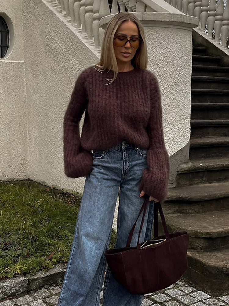 Damen weicher und luftiger Kaschmirpullover Drune