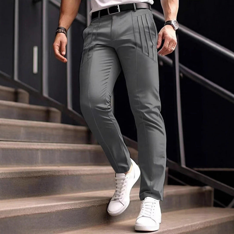 Herren stylische Slim-Fit Anzughose mit plissiertem Design Drune