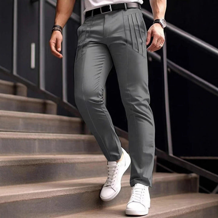 Herren stylische Slim-Fit Anzughose mit plissiertem Design Drune