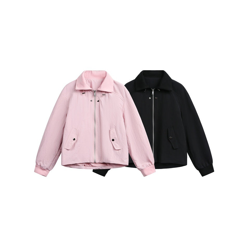 Damen Boxy-Blousonjacke mit hohem Stehkragen, elastischen Bündchen und Pattentaschen Drune