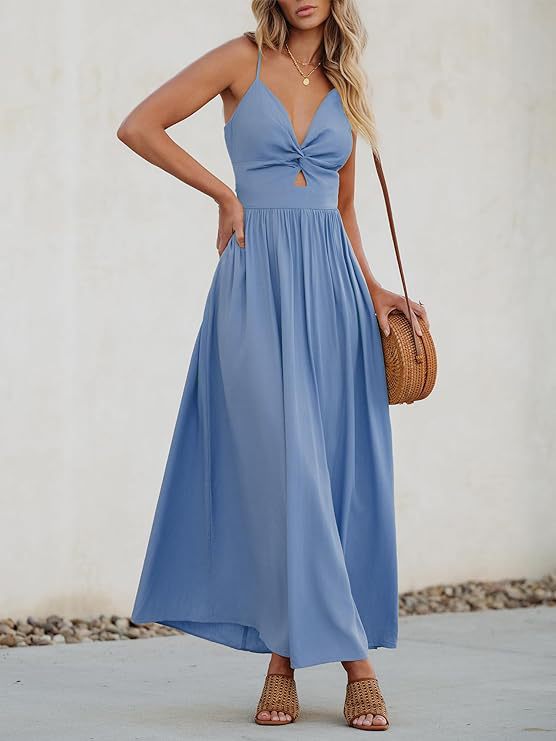 Damen Maxikleid mit schickem Knotendetail und fließendem Schnitt Drune