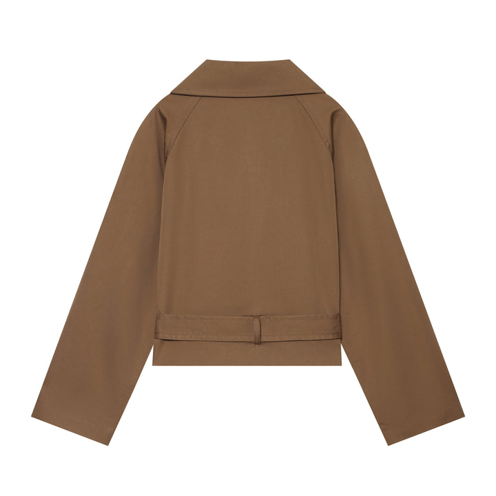 Damen Kurz geschnittener Trenchblouson mit Bindegürtel und Epauletten Drune