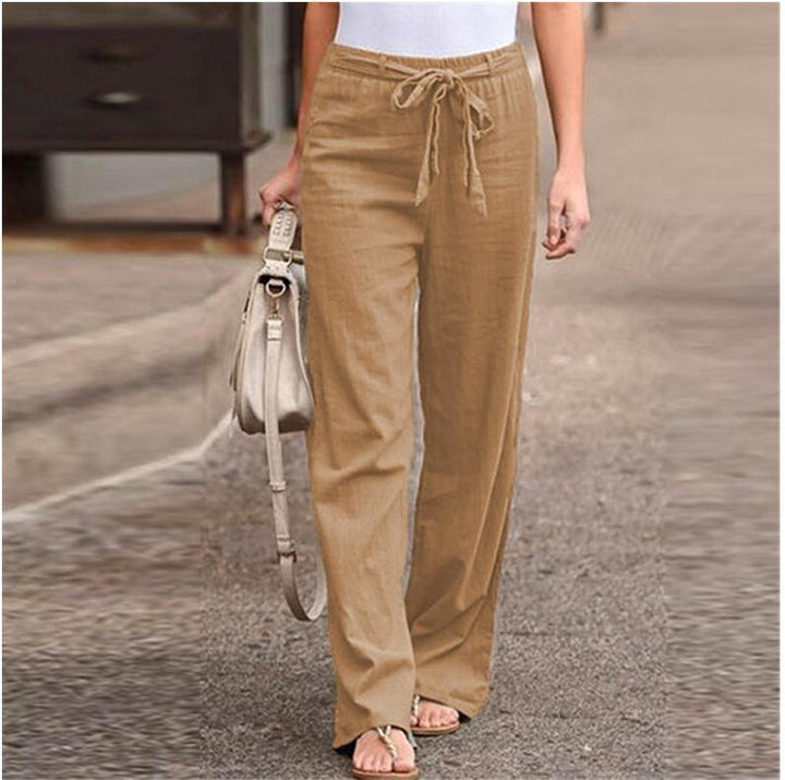 Damen nan weite Leinenhose mit Tunnelzugbund und lässigem Komfortschnitt Drune