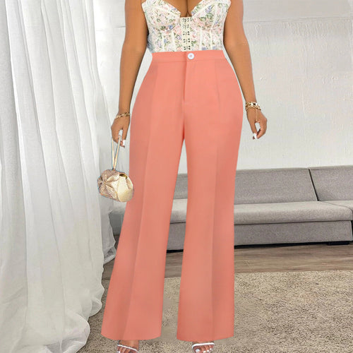 Damen Elegante Weit ausgestellte Hose mit Hohem Bund Drune