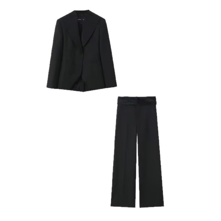 Damen Maßgeschneiderter Ein-Knopf-Blazer mit extra weitem Schalkragen und schmaler Silhouette Drune