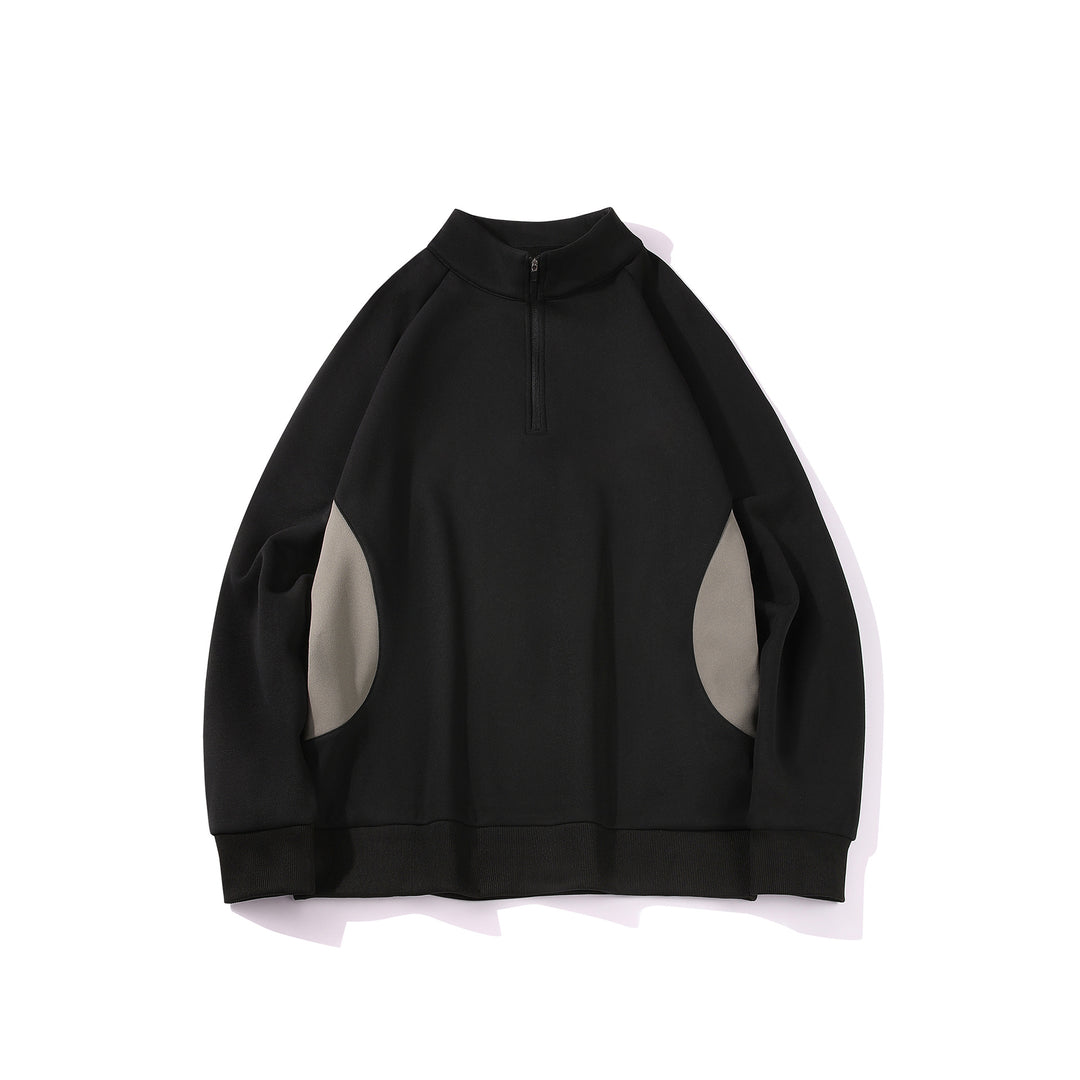 Herren Halbzip‑Sweatshirt mit Stehkragen und kontrastseitigen Einsätzen Drune