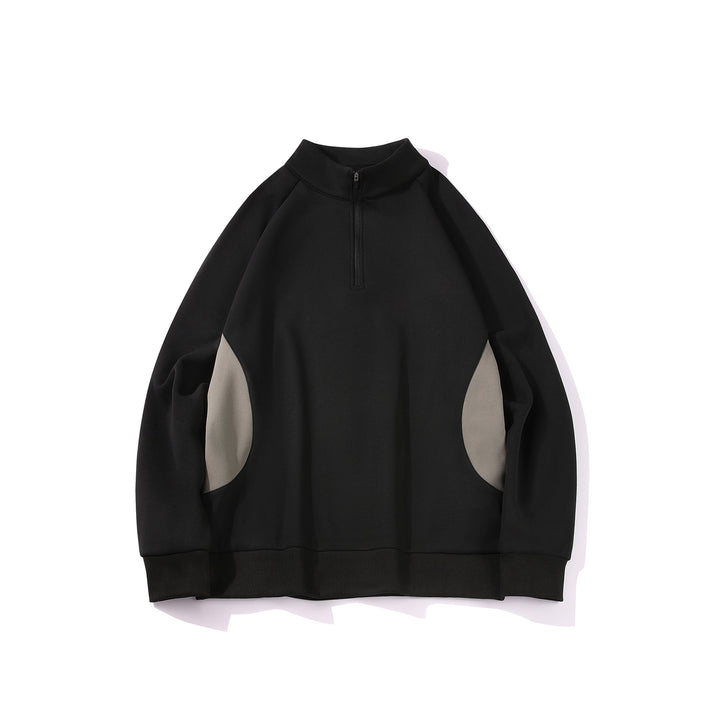 Herren Halbzip‑Sweatshirt mit Stehkragen und kontrastseitigen Einsätzen Drune