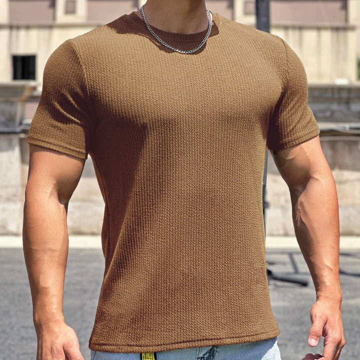 Herren strukturiertes T-Shirt in schlanker Passform mit Rundhalsausschnitt Drune