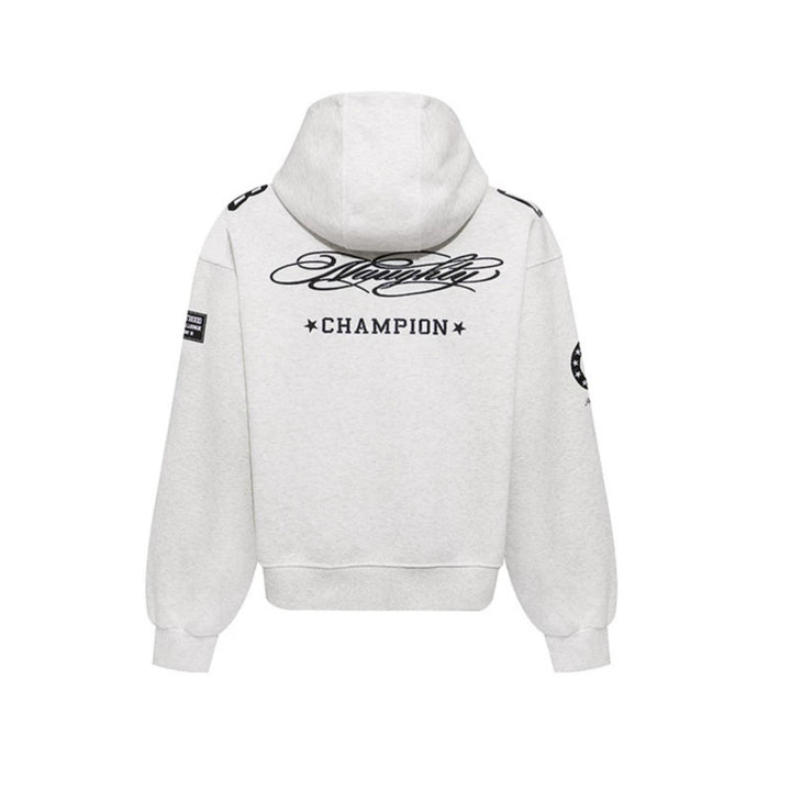 Damen Oversize Kapuzen-Sweatshirt mit großflächigem Zahlendruck und Sternapplikationen Drune