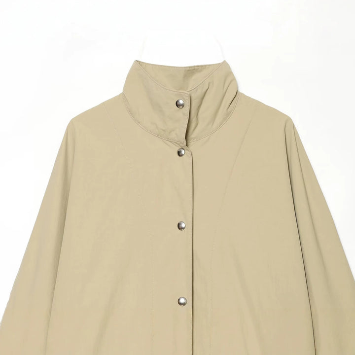 Damen Oversize Regenponcho‑Mantel mit Stehkragen und Druckknopfleiste Drune