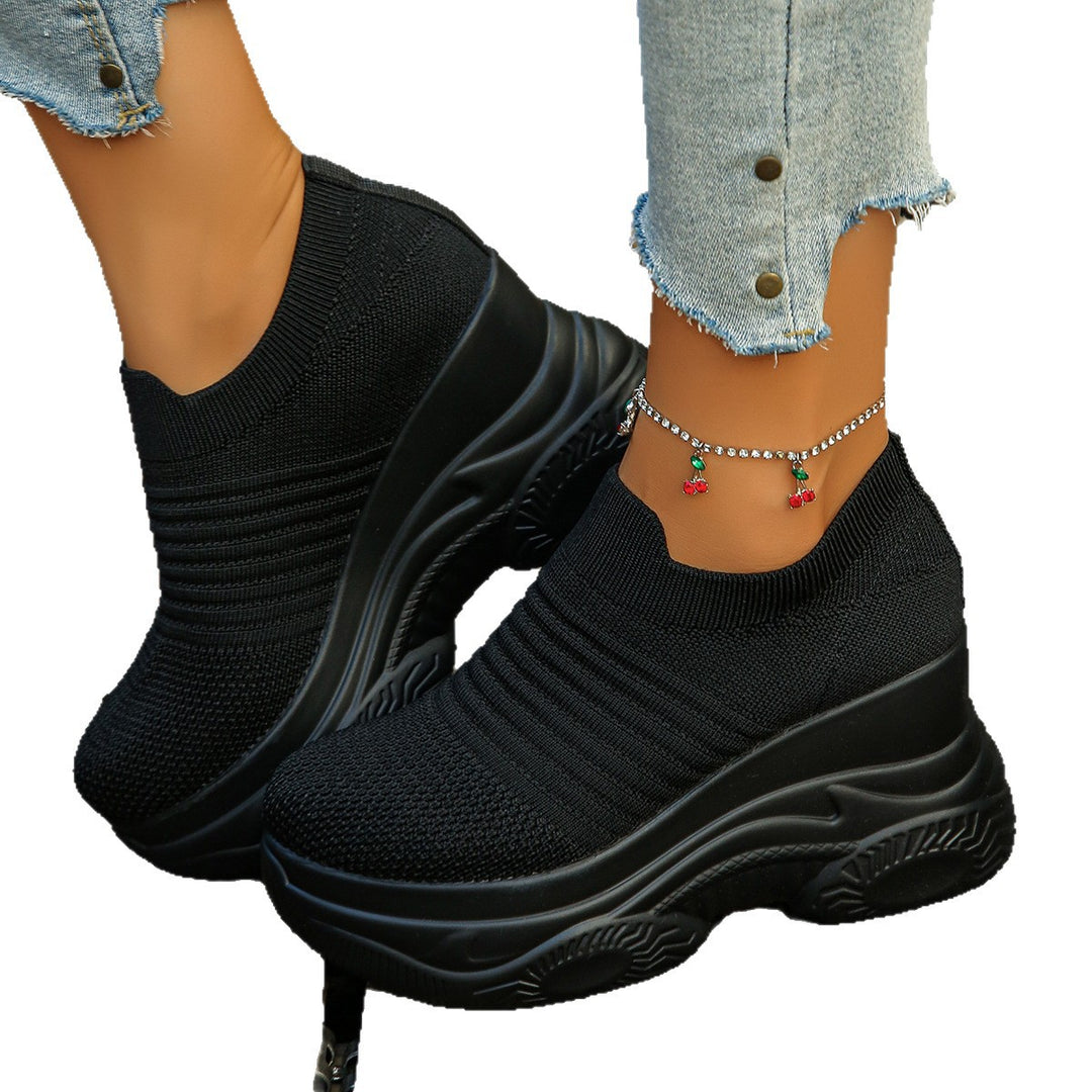 Damen Strick‑Slip‑On mit sockenähnlichem Schaft und skulptierter Keilsohle Drune