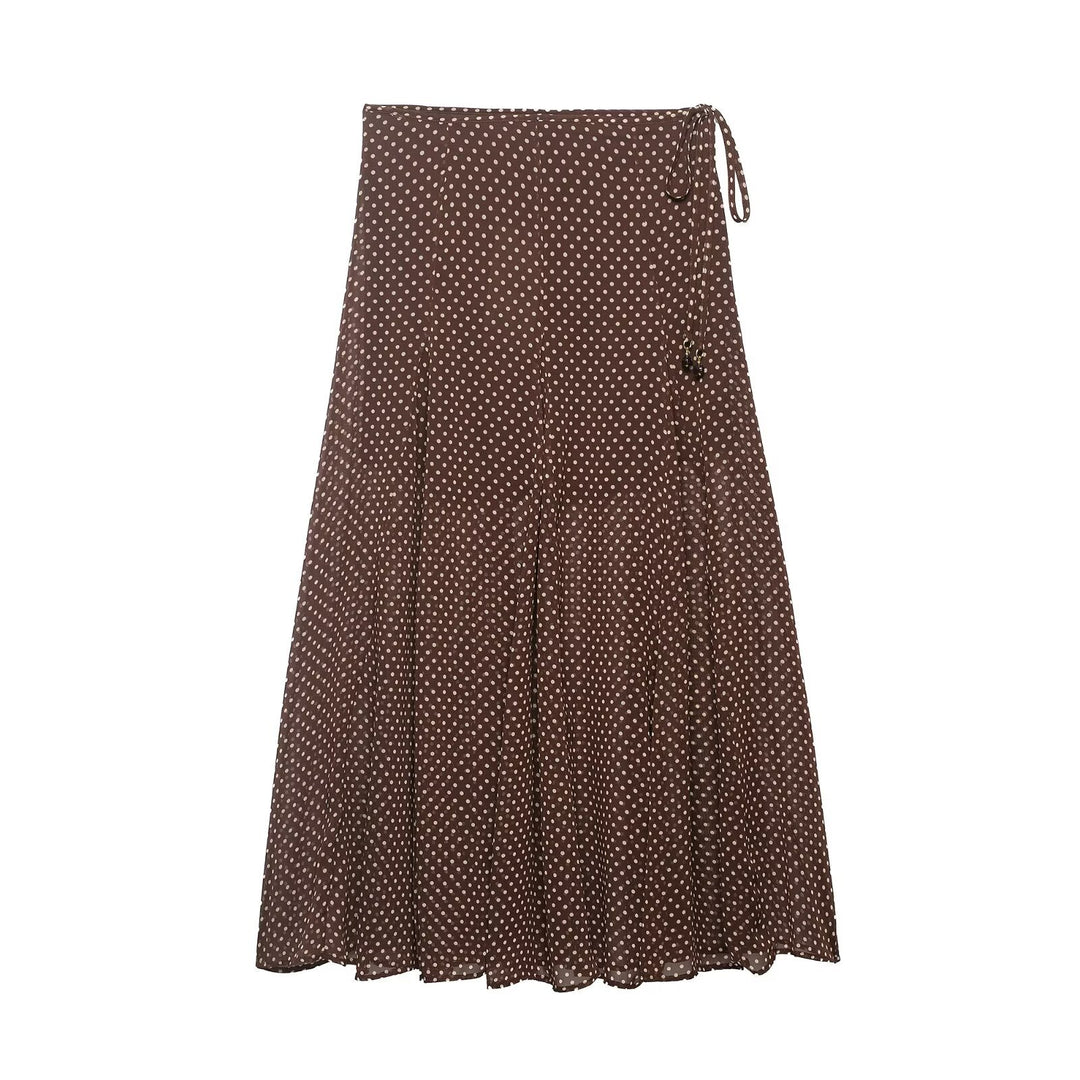 Damen Wickel‑Midirock aus Chiffon mit Polka‑Dot‑Muster Drune