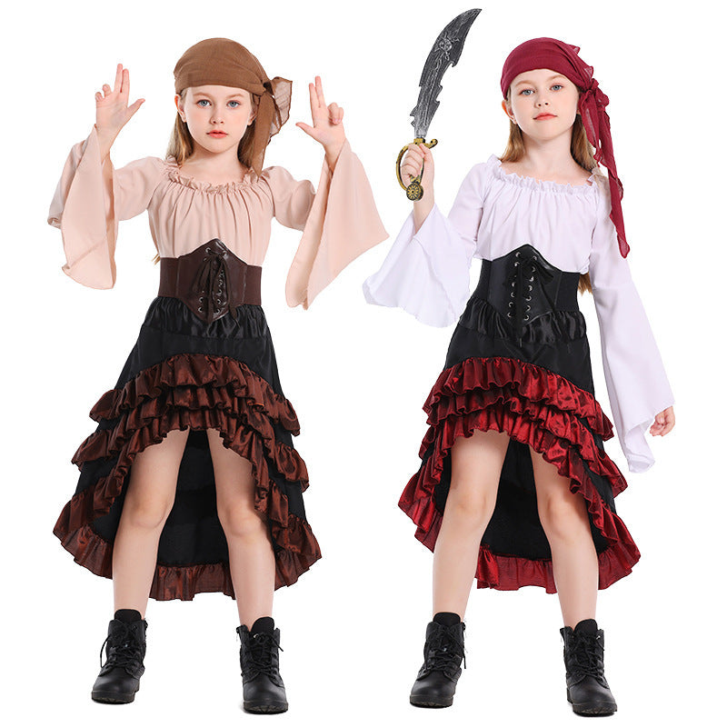 Mädchen Piratenkostüm mit schwingendem Rock und detailverliebtem Oberteil Drune