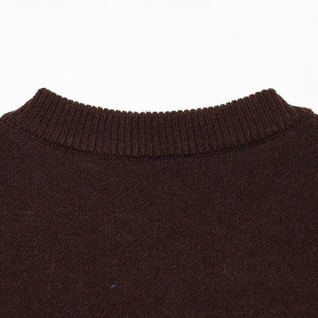 Damen Feinstrick-Rundhals-Pullover mit übergroßem Punktmuster Drune